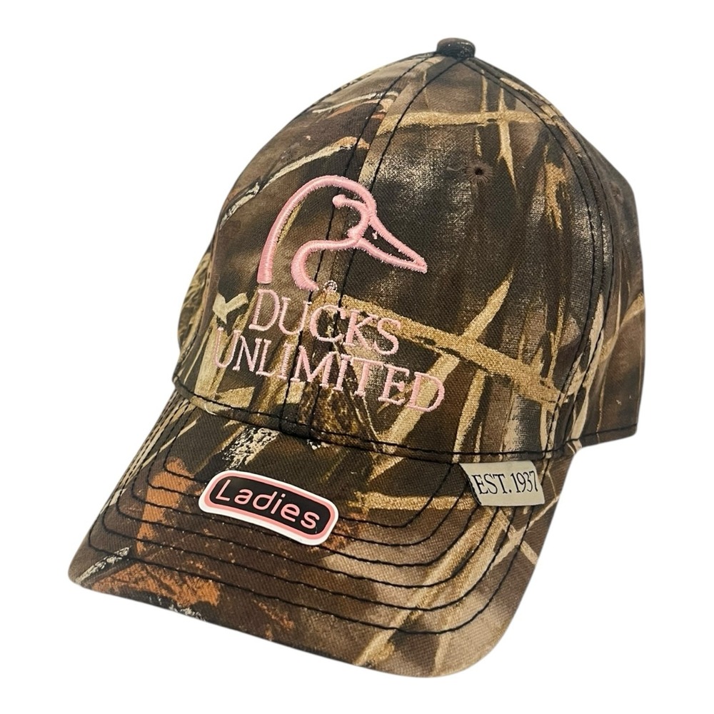 Ducks Unlimited Women's Camo Baseball Hat Adjustable Pink Logo New With Tags